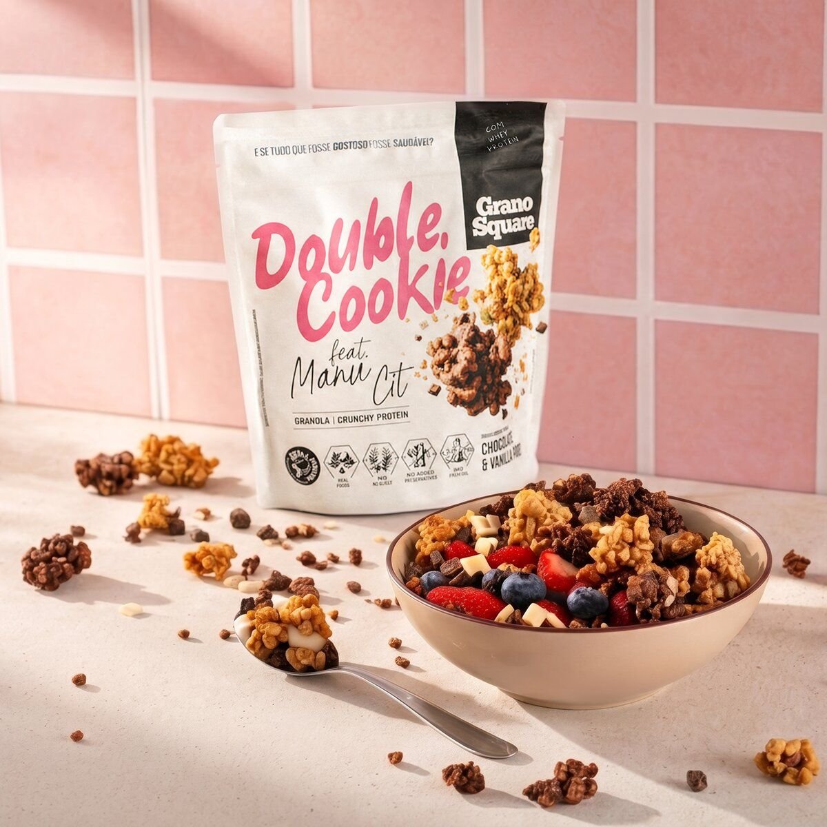 Granola GranoSquare Double Cookie Feat Manu Cit 180g