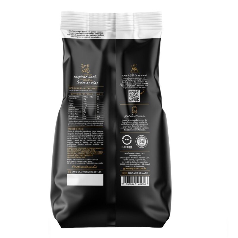 Granola GranoSquare Premium Tradicional ZERO AÇÚCAR 800g