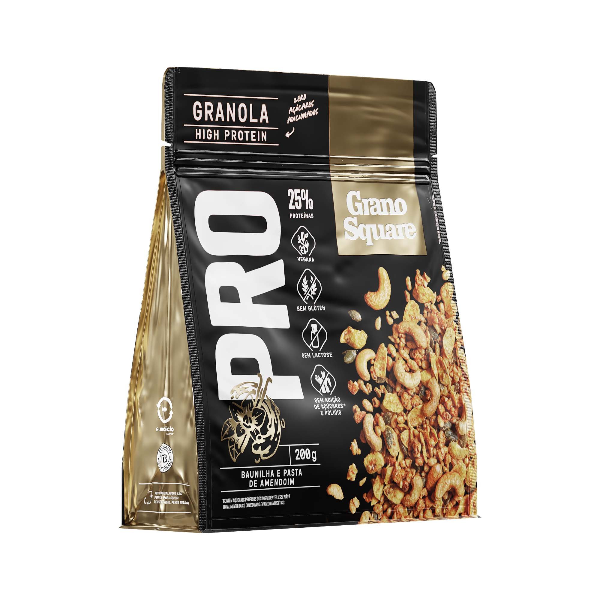 Granola GranoSquare PRO Baunilha e Pasta de Amendoim 200g