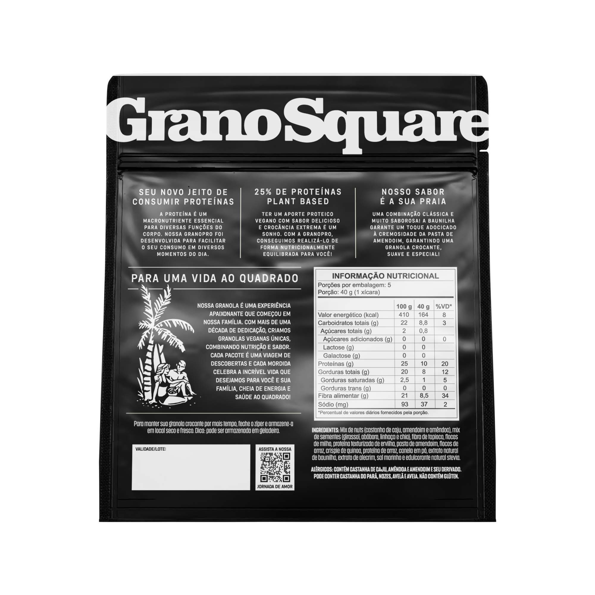 Granola GranoSquare PRO Baunilha e Pasta de Amendoim 200g