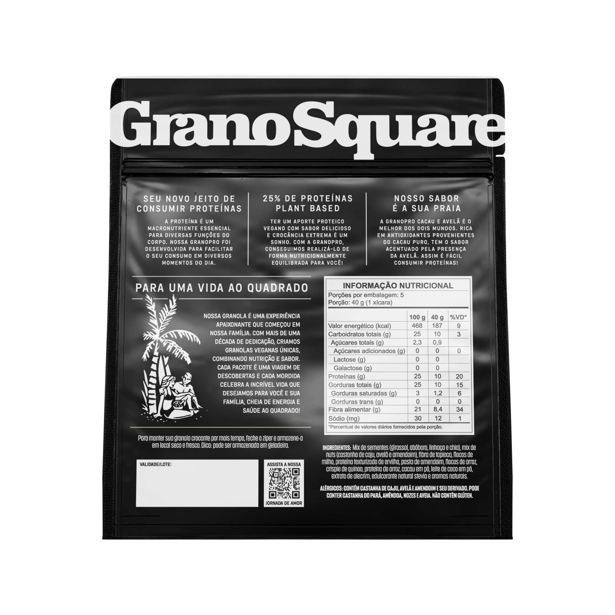 Granola GranoSquare PRO Cacau e Avelã 200g