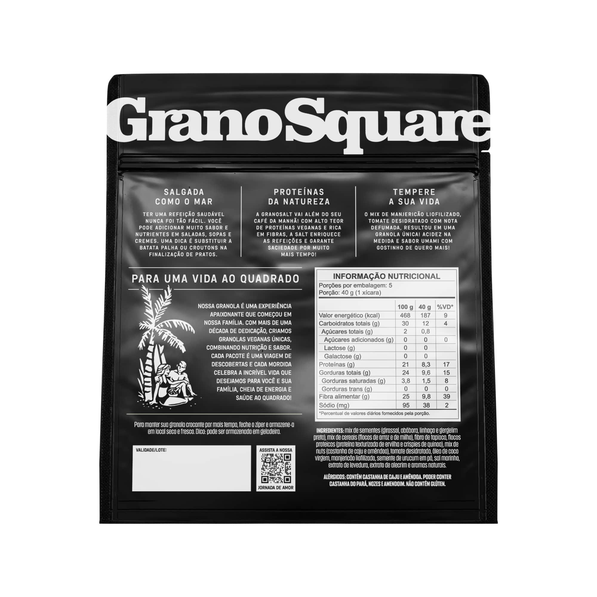 Granola GranoSquare SALT Tomate Defumado com Manjericão 200g